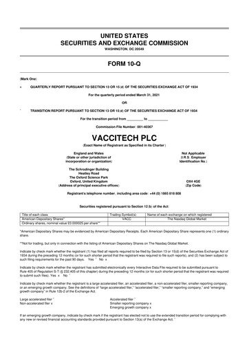 Vorschaubild Barinthus Biotherapeutics 10-Q Quartalsbericht 2021 