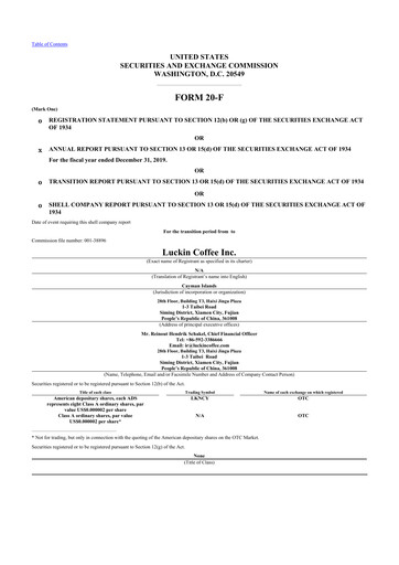 Miniature Luckin Coffee 20-F Rapport annuel 2019