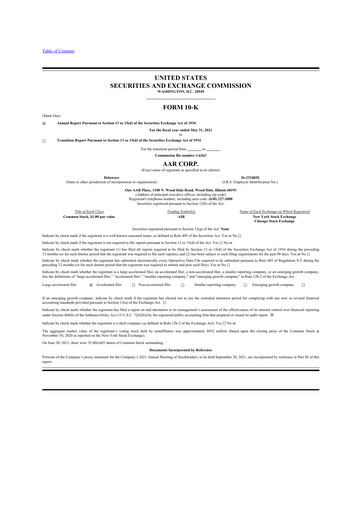 Thumbnail AAR 10-K Annual Report 2021