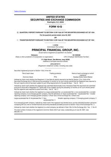 Thumbnail Principal Financial Group 10-Q Quarterly Report FY2021 