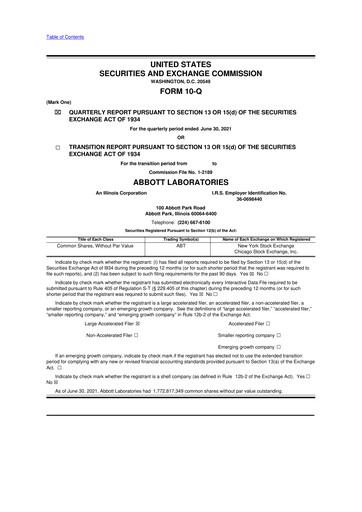 Thumbnail Abbott Laboratories 10-Q Quarterly Report FY2021 