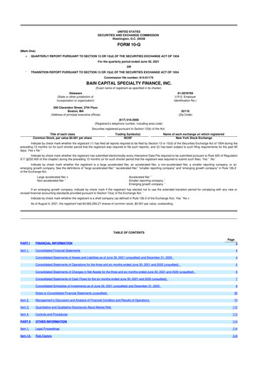 Vorschaubild Bain Capital Specialty Finance
 10-Q Quartalsbericht  