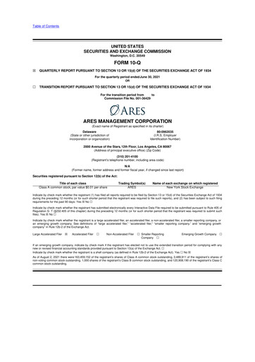 Thumbnail Ares Management
 10-Q Quarterly Report FY2021 