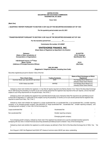 Thumbnail WhiteHorse Finance 10-Q Quarterly Report FY 