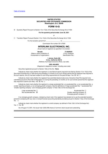 Thumbnail Interlink Electronics 10-Q Quarterly Report FY 