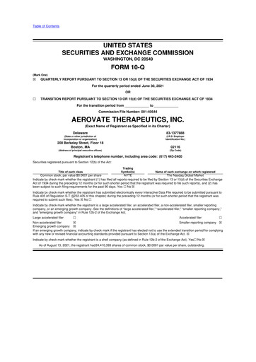 Thumbnail Aerovate Therapeutics 10-Q Quarterly Report FY2021 
