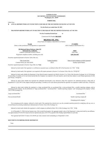 Thumbnail Rezolute 10-K Annual Report 2021