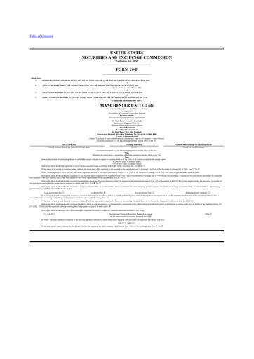 Thumbnail Manchester United
 20-F Annual Report 2021