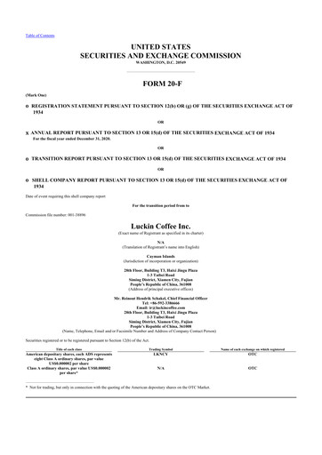 Miniature Luckin Coffee 20-F Rapport annuel 2020