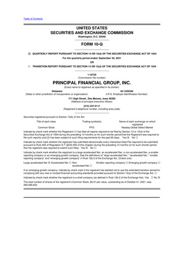 Thumbnail Principal Financial Group 10-Q Quarterly Report FY2021 