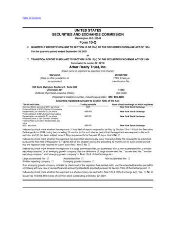 Thumbnail Arbor Realty Trust
 10-Q Quarterly Report FY2021 