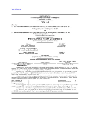 Thumbnail Phibro Animal Health
 10-Q Quarterly Report FY2022 