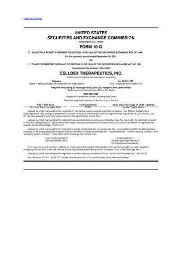 Thumbnail Celldex Therapeutics 10-Q Quarterly Report FY2021 