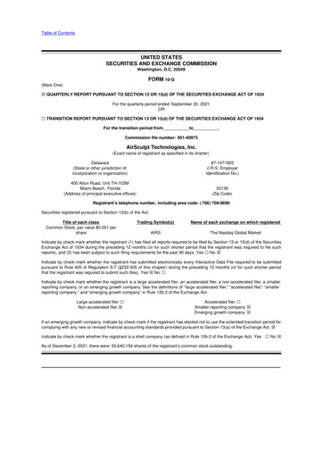 Vorschaubild AirSculpt Technologies 10-Q Quartalsbericht 2021 