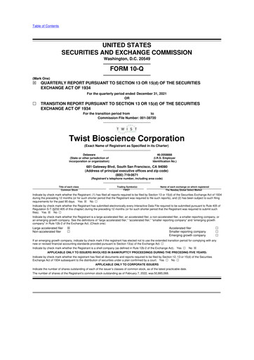Thumbnail Twist Bioscience
 10-Q Quarterly Report FY 