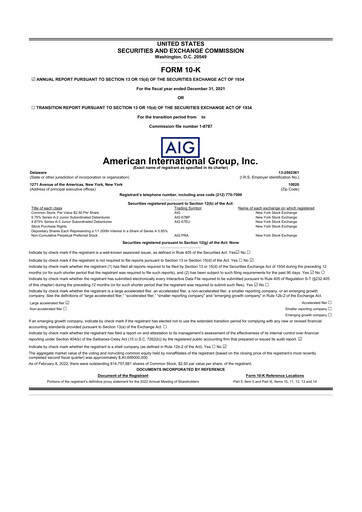 Thumbnail American International Group 10-K Annual Report 2021