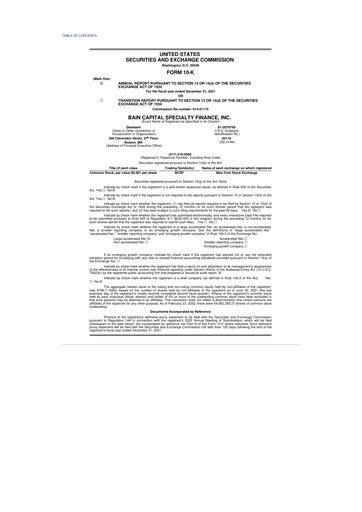 Vorschaubild Bain Capital Specialty Finance
 10-K Jahresbericht 