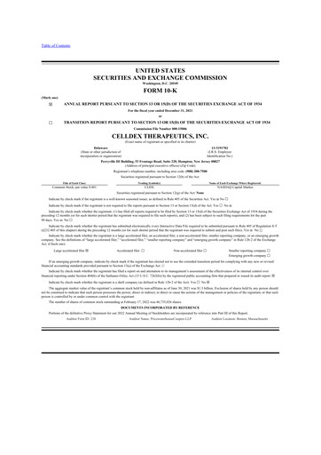 Thumbnail Celldex Therapeutics 10-K Annual Report 2021