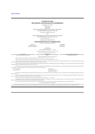 Thumbnail Monster Beverage 10-K Annual Report 2021