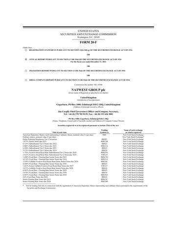 Miniature NatWest Group 20-F Rapport annuel 2021