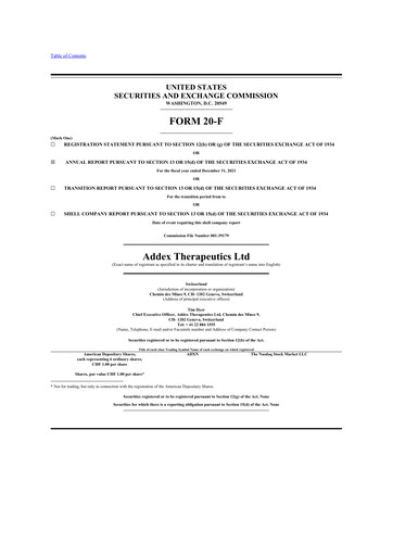 Vorschaubild Addex Therapeutics 20-F Jahresbericht 2021