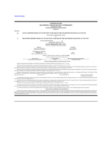 Thumbnail Leap Therapeutics
 10-K Annual Report 2021