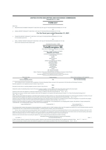 Thumbnail TotalEnergies 20-F Annual Report 2021