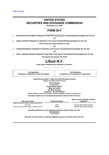 Thumbnail Lilium 20-F Annual Report 