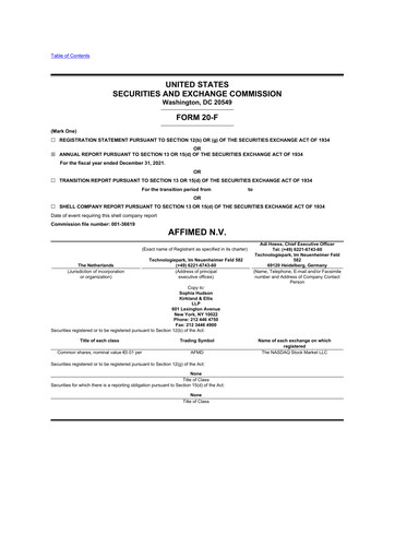 Thumbnail Affimed
 20-F Annual Report 2021