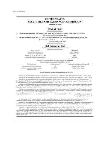 Thumbnail FGI Industries 10-K Annual Report 