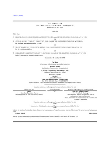 Thumbnail ENI 20-F Annual Report 2021