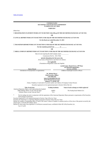 Thumbnail Quoin Pharmaceuticals 20-F Annual Report 2021