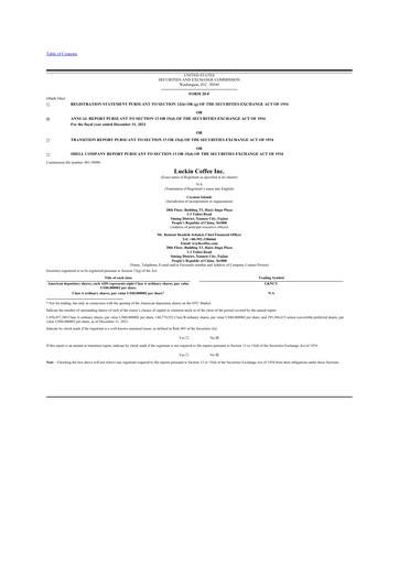 Miniature Luckin Coffee 20-F Rapport annuel 2021