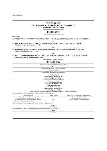 Thumbnail Li Auto 20-F Annual Report 2021