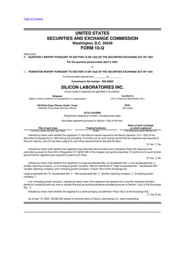 Thumbnail Silicon Labs
 10-Q Quarterly Report FY2022 