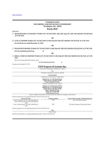 Thumbnail ZTO Express
 20-F Annual Report 2021