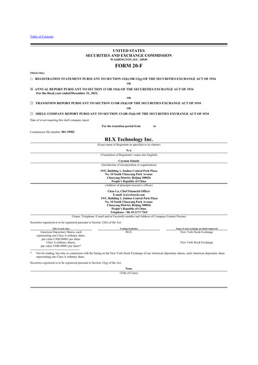 Thumbnail RLX Technology 20-F Annual Report 2021