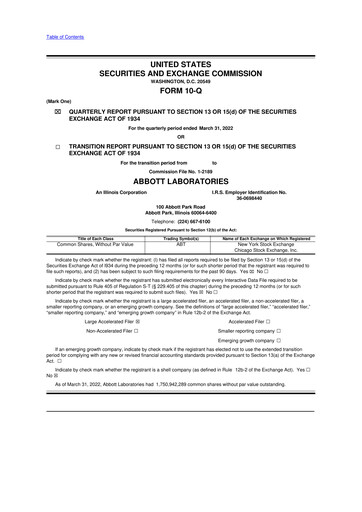 Thumbnail Abbott Laboratories 10-Q Quarterly Report FY2022 