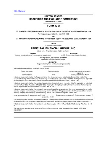 Thumbnail Principal Financial Group 10-Q Quarterly Report FY2022 