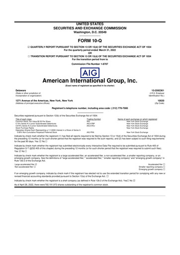 Thumbnail American International Group 10-Q Quarterly Report FY2022 