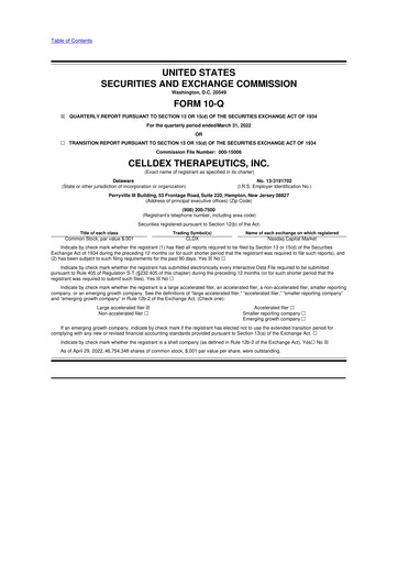 Thumbnail Celldex Therapeutics 10-Q Quarterly Report FY2022 