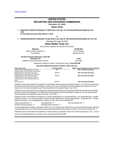 Thumbnail Arbor Realty Trust
 10-Q Quarterly Report FY2022 