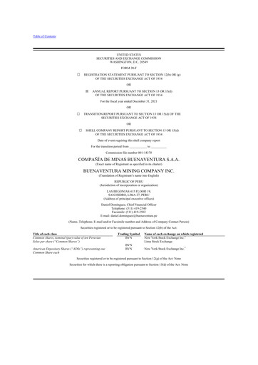 Thumbnail Buenaventura Mining Company  20-F Annual Report 2021