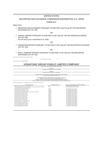 Thumbnail Vodafone 20-F Annual Report 2022