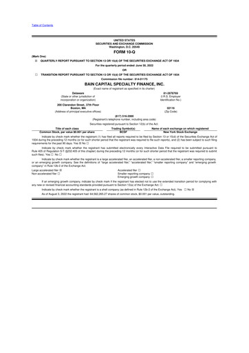 Vorschaubild Bain Capital Specialty Finance
 10-Q Quartalsbericht 2022 