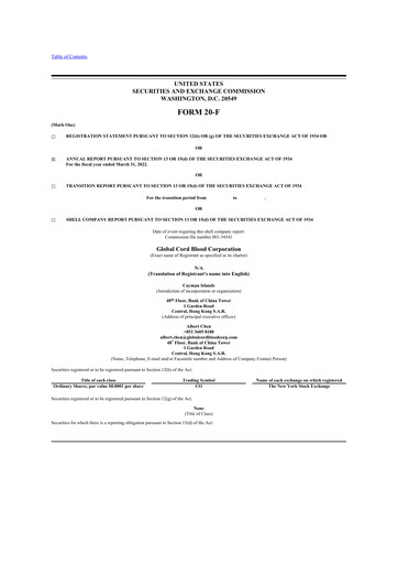 Thumbnail Global Cord Blood 20-F Annual Report 2022