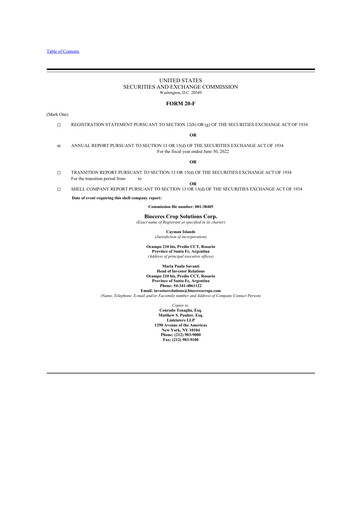 Thumbnail Bioceres Crop Solutions
 20-F Annual Report 2022