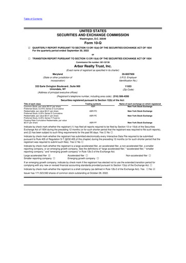 Thumbnail Arbor Realty Trust
 10-Q Quarterly Report FY2022 