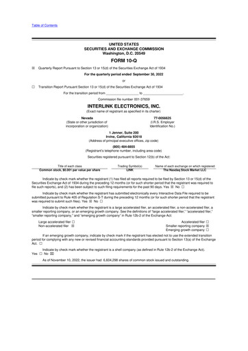 Thumbnail Interlink Electronics 10-Q Quarterly Report FY 