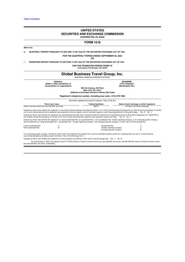 Thumbnail Global Business Travel Group 10-Q Quarterly Report FY2022 